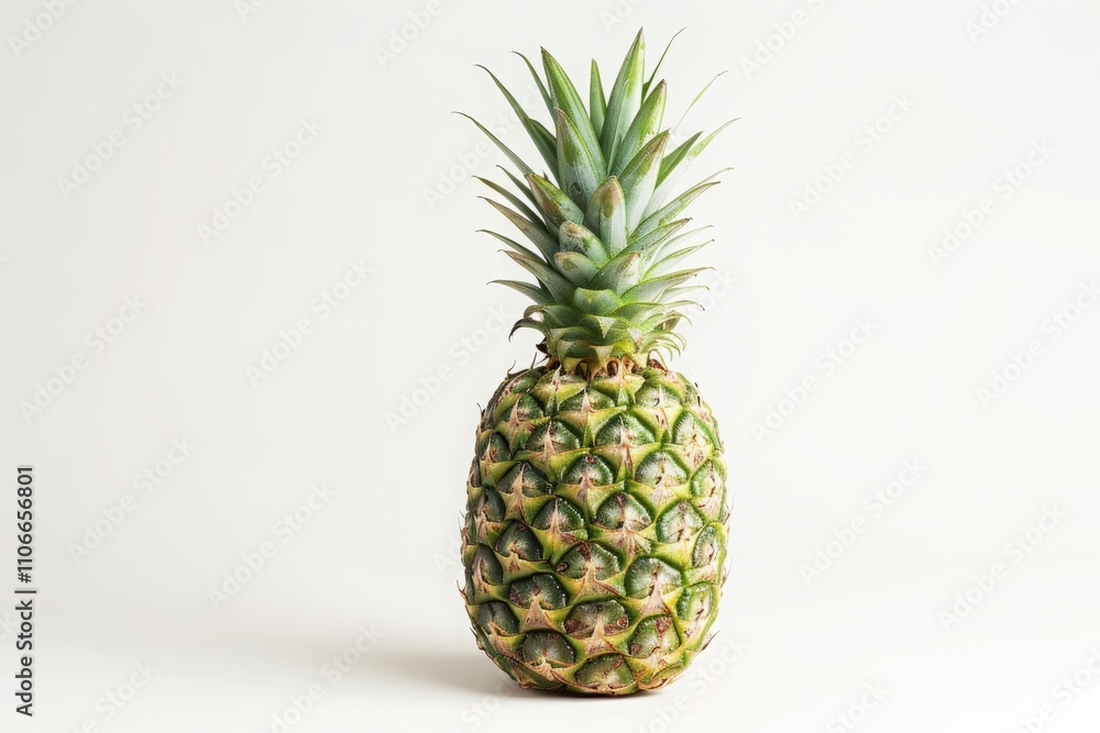 Fototapeta premium Single Ripe Pineapple Isolated on a White Background.