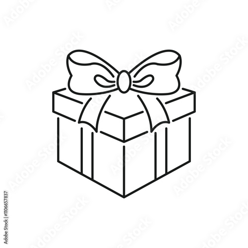 christmas gift box icon, present or surprise, prize concept, thin line web symbol on white background - editable stroke vector illustration