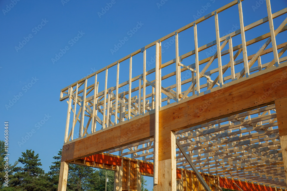 Wooden House Frame Under Construction Wooden House Frame Under Construction