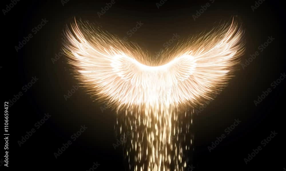 Glowing Angelic Wings: A Celestial Display of Light and Feathers