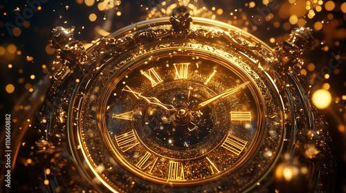 Wallpaper Mural Golden ornate clock with sparkling dust. Torontodigital.ca