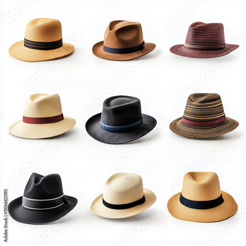 Wallpaper Mural Stylish hat collection displayed on a plain white backdrop Torontodigital.ca