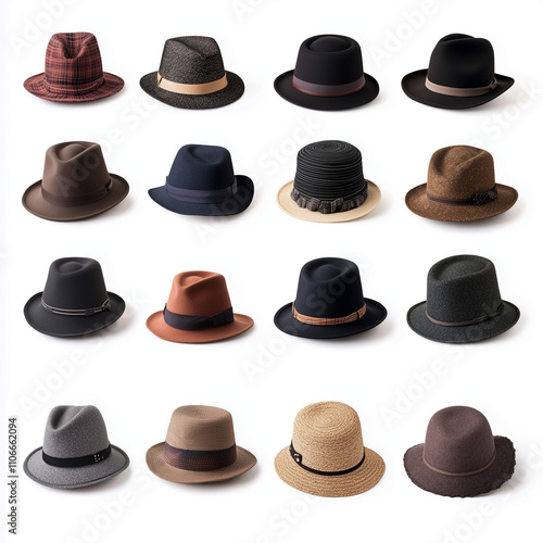 Wallpaper Mural Collection of hats isolated on a white background Torontodigital.ca