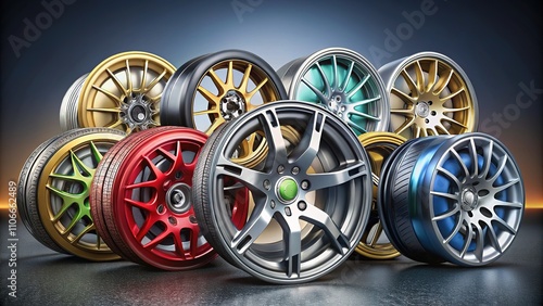 Car Tire Rim Design Variations, Alloy Wheel Styles photo