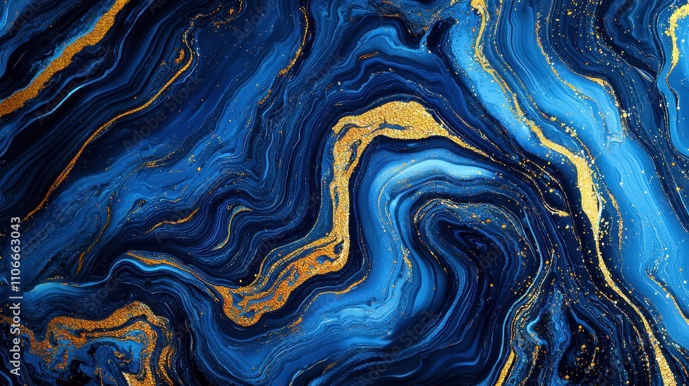 Abstract Blue And Gold Swirling Liquid Art Abstract Blue And Gold Swirling Liquid Art