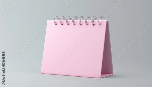 Pink 3d Calendar With Flipping Pages And Rings On Gray Background: Daily Schedule Planner And Work Planning In Simple 3d Render. photo