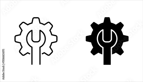 maintenance icon set, outline icons related to repair, vector illustration on white background