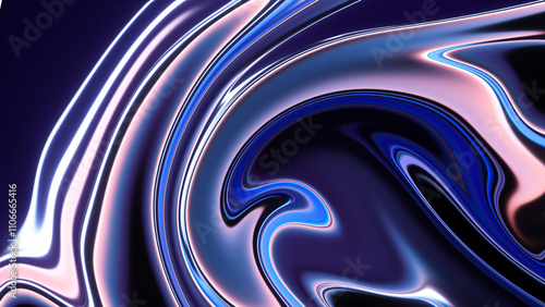 Holographic neon fluid wave 3D render on dark background for banners and covers.