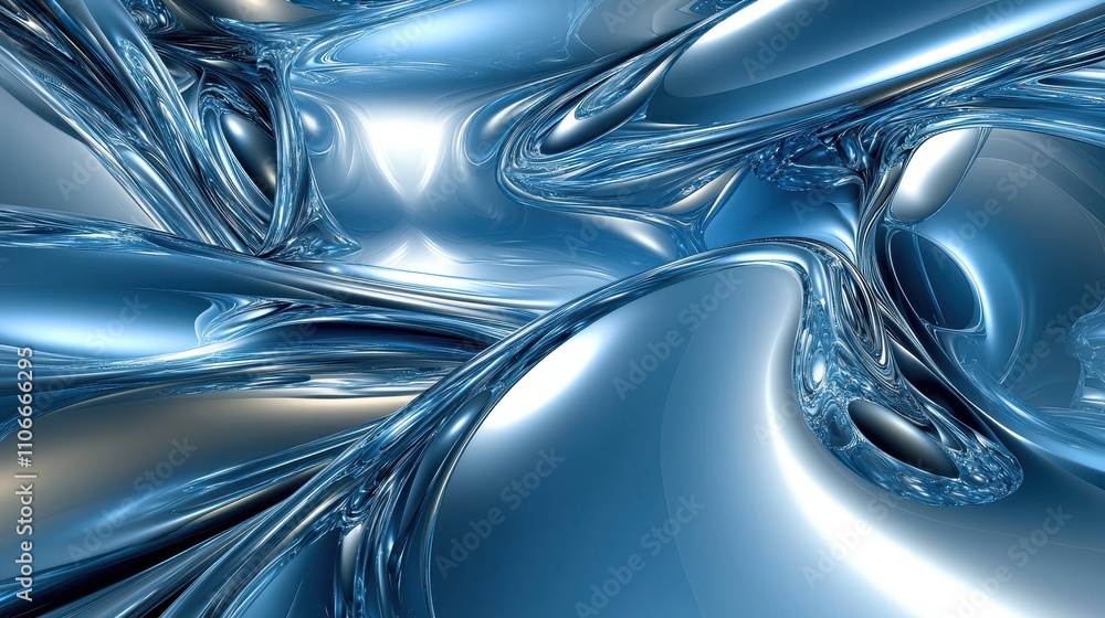 Abstract Blue Liquid Metal Swirling Design Abstract Blue Liquid Metal Swirling Design