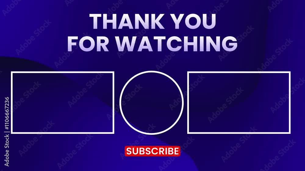 youtube end screen blue and subscribe button. Suitable for YouTube videos or presentations. Great for creators.