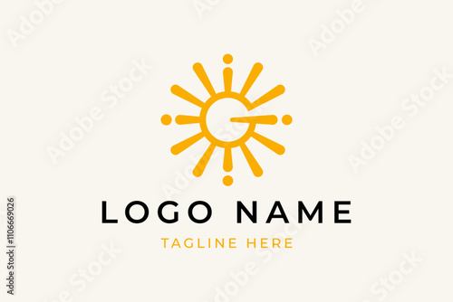 Letter g  sun shine geometric logo design