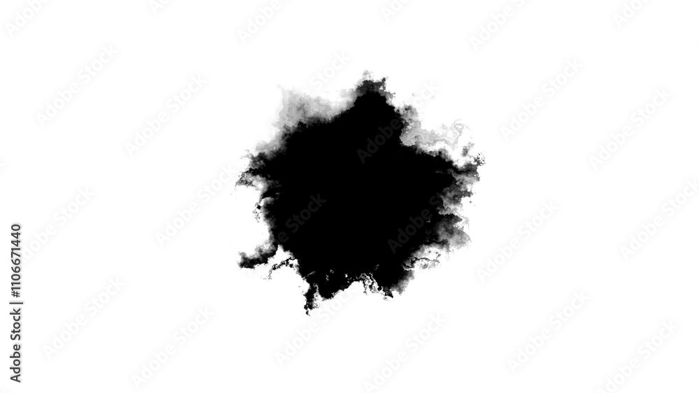Black watercolor ink drops Falling on white textured paper slowly spread out. ink Drops Transition on Black Background. 4k Footage Ink Footage Transition. 4K reveal expanding paint stains backdrop