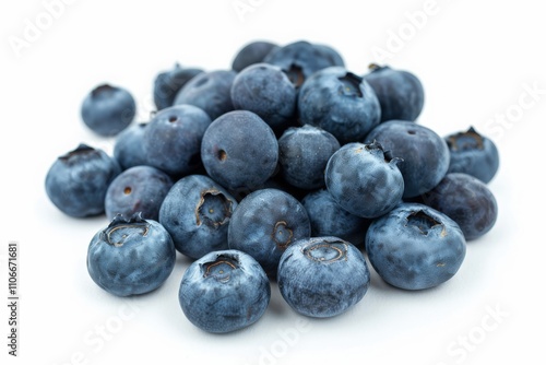 Pile of Fresh Blueberries Isolated on a White Background.