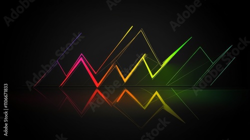 Colorful Abstract Lines with Reflection on Dark Background