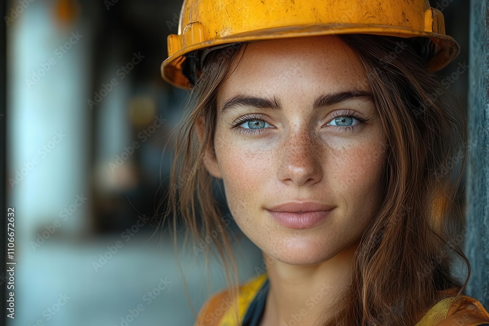portrait of a confident female engineer in a construction site. she wears a hard hat, high-visibility vest, and protective equipment, showcasing her dedication to safety and innovation in engineering portrait of a confident female engineer in a construction site. she wears a hard hat, high-visibility vest, and protective equipment, showcasing her dedication to safety and innovation in engineering