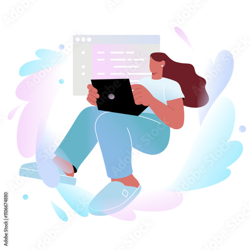 Woman writing code on laptop