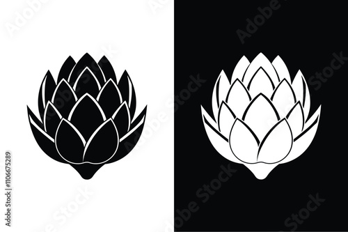 Organic Artichoke Icon. Minimalist Vegetarian Food Illustration