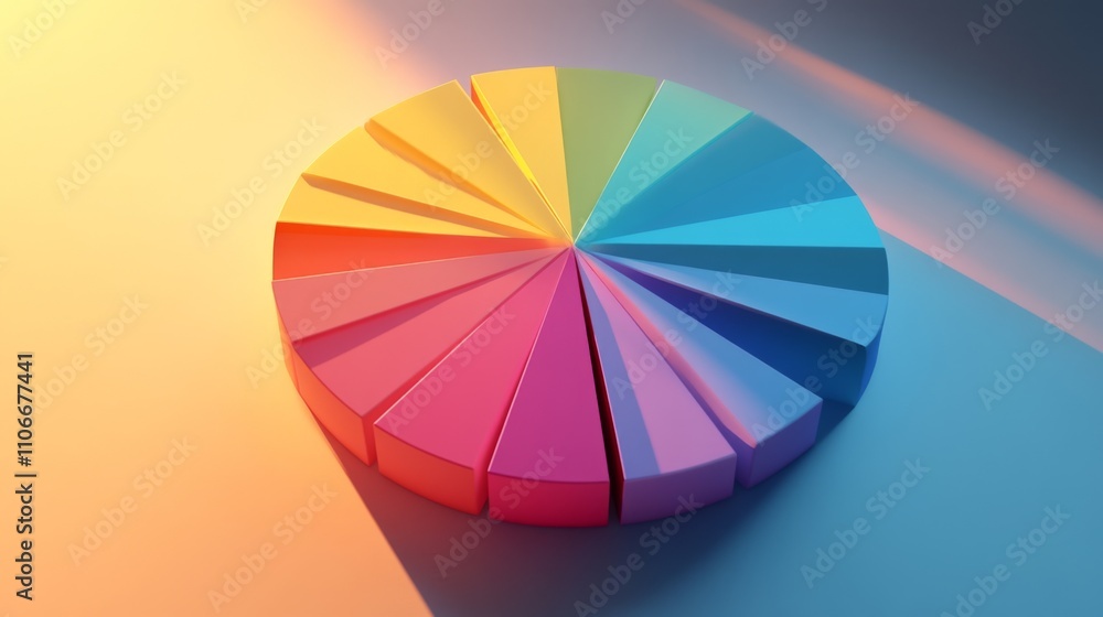 Fototapeta premium Colorful Pie Chart Representation in Soft Light Background