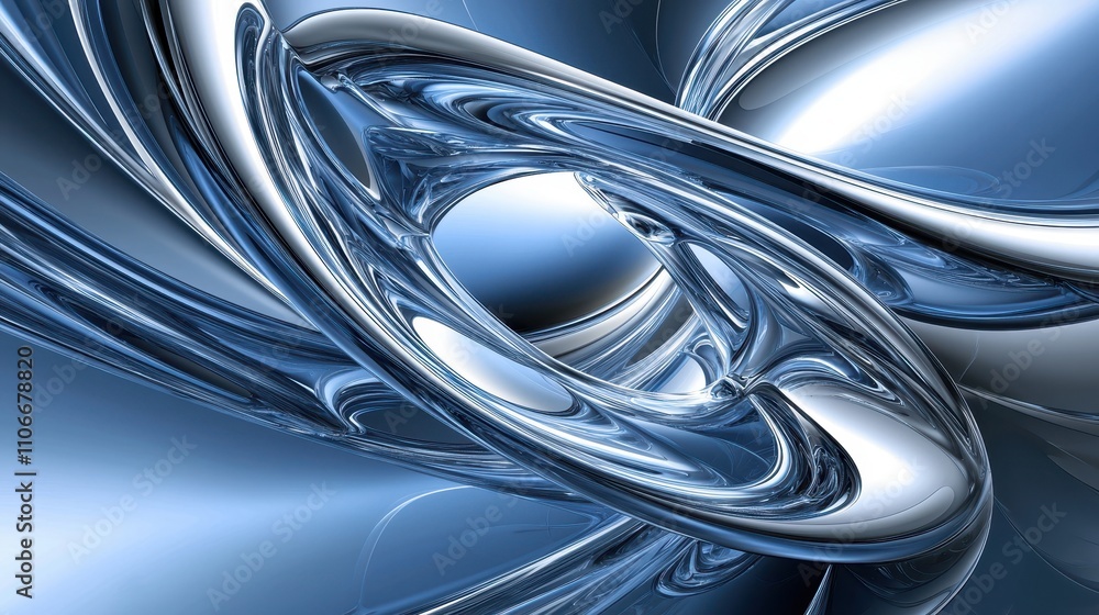 Obraz premium Abstract Blue Metallic Fluid Swirls Design