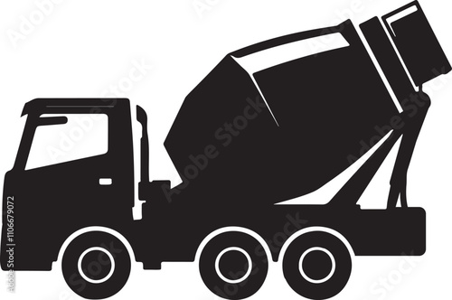 Mixer truck icon silhouette design vector art illustration