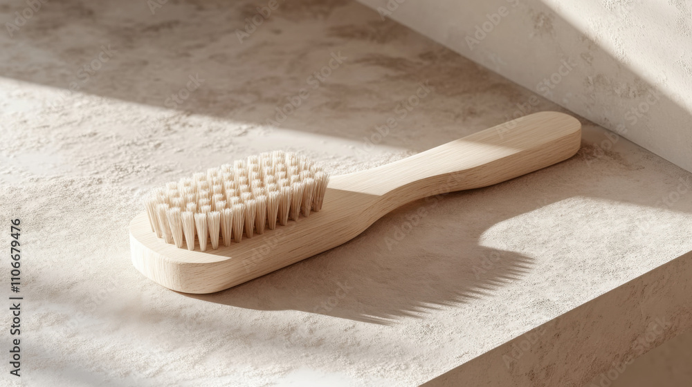A multi-purpose laundry brush for household cleaning, photographed with water droplets for a dynamic cleaning scene A multi-purpose laundry brush for household cleaning, photographed with water droplets for a dynamic cleaning scene
