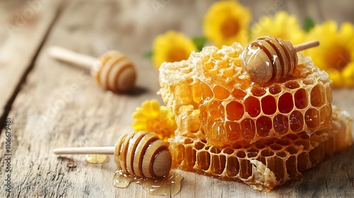 Golden Honeycomb: A Delicious and Natural Sweet Treat photo