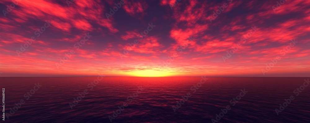 Fototapeta premium A vibrant sunset over a tranquil ocean, showcasing a blend of colors in the sky.