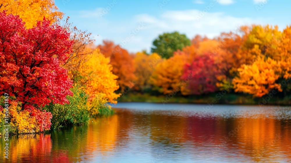 Tranquil lake reflections scenic autumn foliage in a vibrant nature photography viewpoint Tranquil lake reflections scenic autumn foliage in a vibrant nature photography viewpoint
