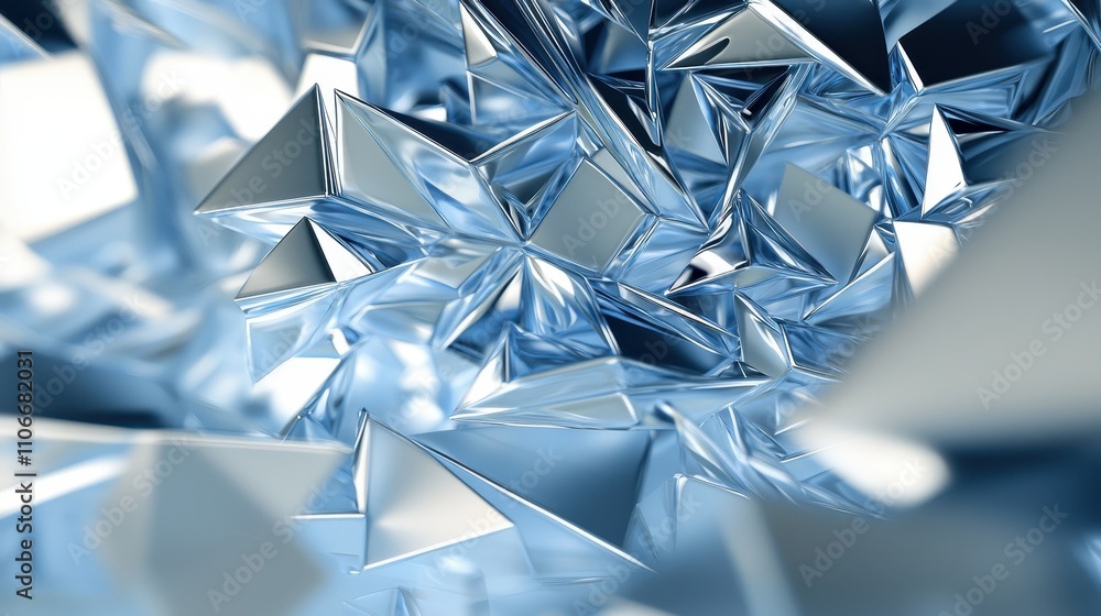 Abstract Blue Crystal Geometric Shapes Cluster Abstract Blue Crystal Geometric Shapes Cluster