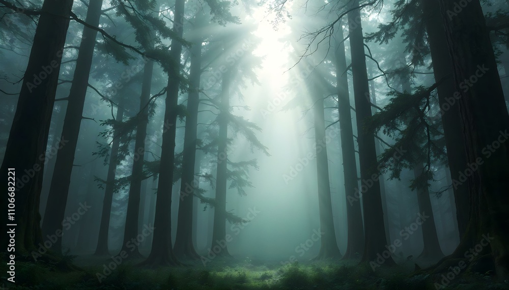 Fototapeta premium Foggy Nature Scenes, Misty Forests, Mountains, Lakes, and Serene Landscapes