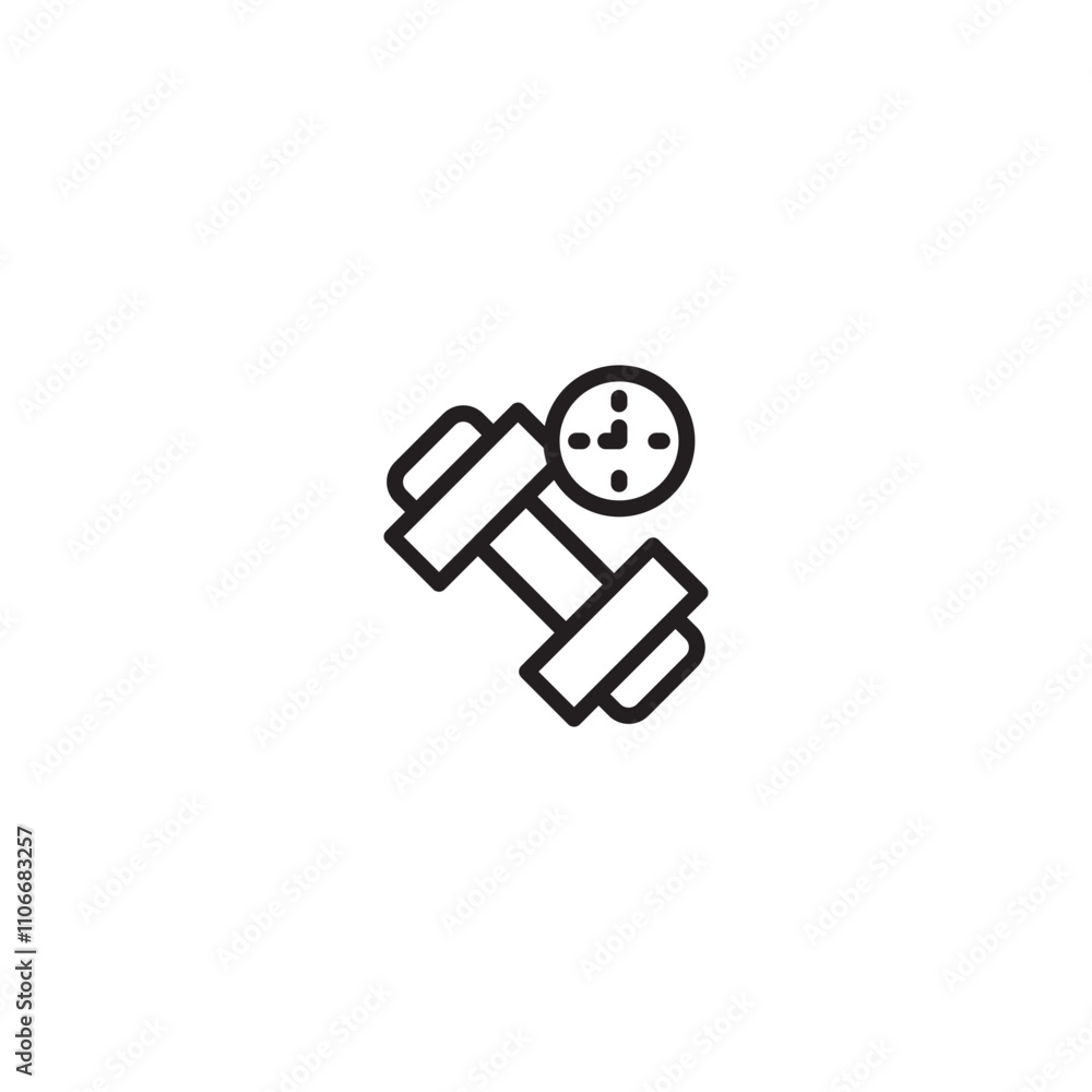 Time for fitness icon, clock with dumbbell, workout in gym, time training, concept sport exercise, thin line symbol on transparent background. Editable icon. Time for fitness icon, clock with dumbbell, workout in gym, time training, concept sport exercise, thin line symbol on transparent background. Editable icon.