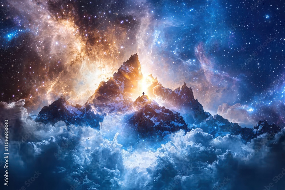 Cosmic celebration of jesus's birth universal moment digital artwork cosmic landscape celestial view spiritual significance Cosmic celebration of jesus's birth universal moment digital artwork cosmic landscape celestial view spiritual significance