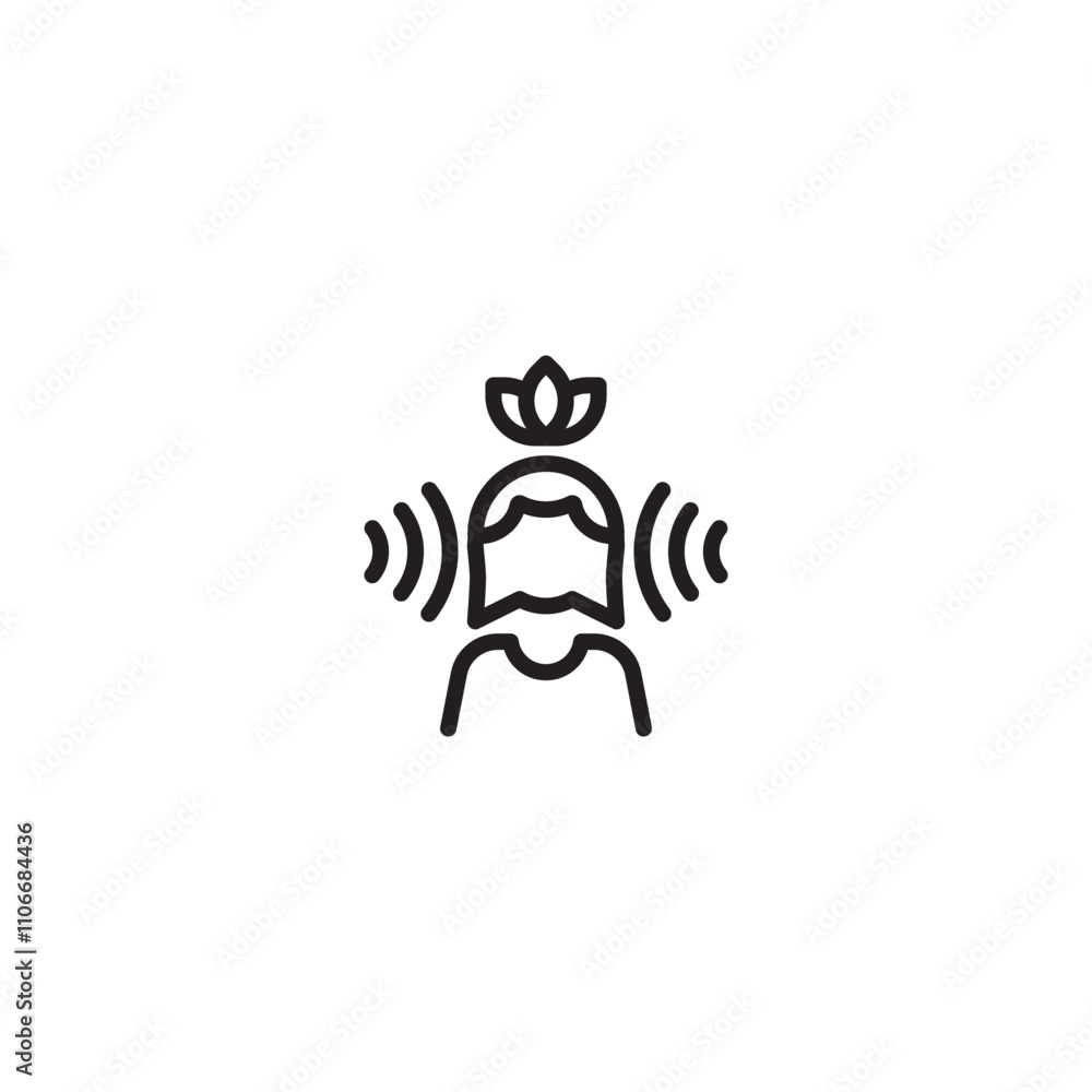 Relaxation icon. Girl head profile with headphones, enjoying sounds, whisper or music. Editable icon. Relaxation icon. Girl head profile with headphones, enjoying sounds, whisper or music. Editable icon.