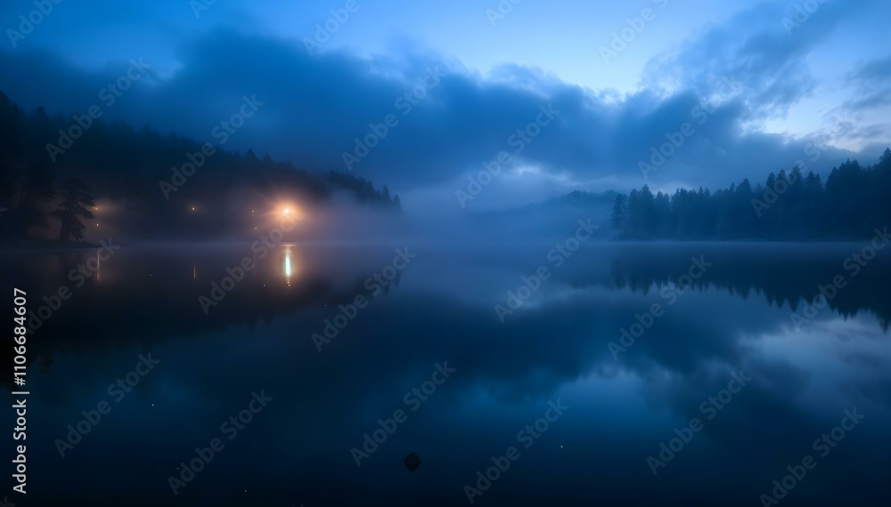 Fototapeta premium Foggy Nature Scenes, Misty Forests, Mountains, Lakes, and Serene Landscapes