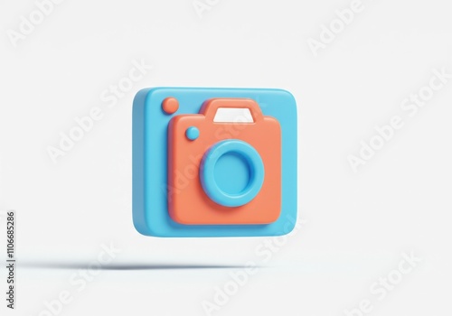 3D Render of a Pastel Camera Icon