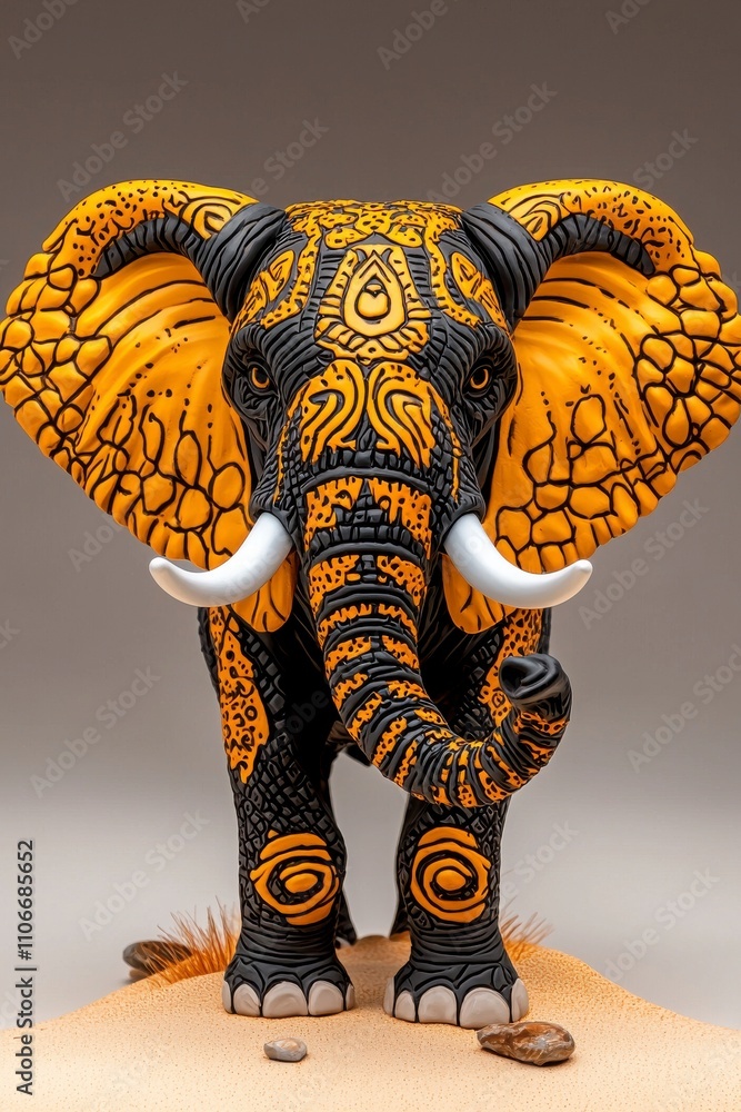Obraz premium A meticulously crafted, decorative elephant sculpture.