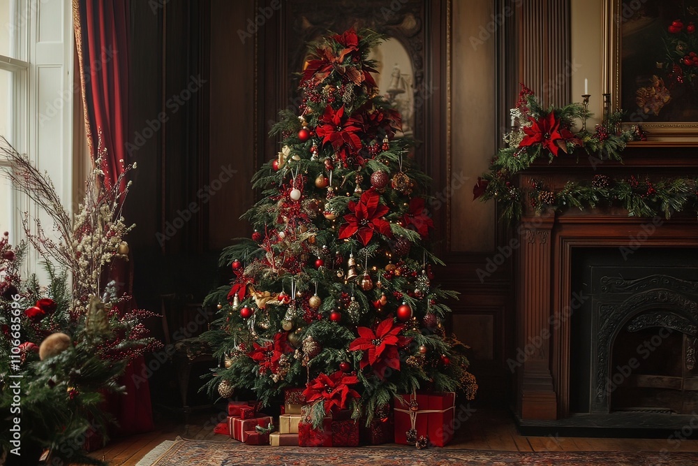 Christmas Tree with Decorations with generative ai Christmas Tree with Decorations with generative ai