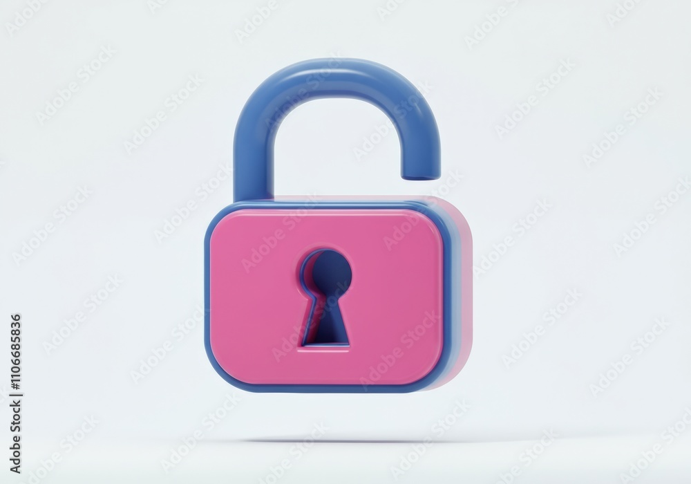3D Render of an Open Padlock Icon 3D Render of an Open Padlock Icon