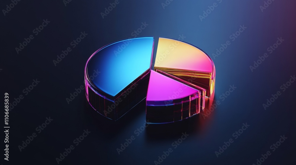 Fototapeta premium Colorful Abstract Pie Chart Representation on Dark Background
