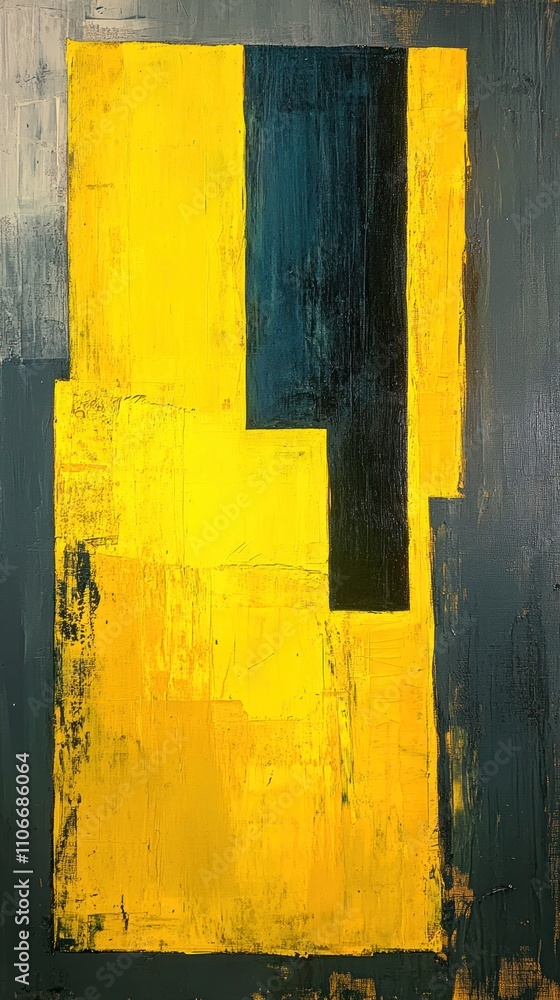 Abstract Yellow Black and Gray Painted Canvas Artwork Abstract Yellow Black and Gray Painted Canvas Artwork