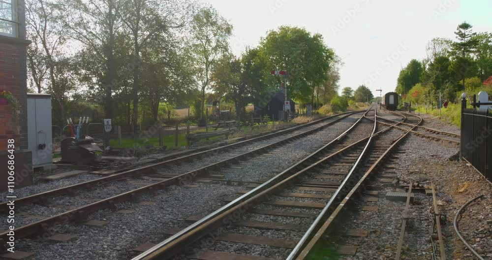 Empty railway lines extending into the distance. Empty railway lines extending into the distance.