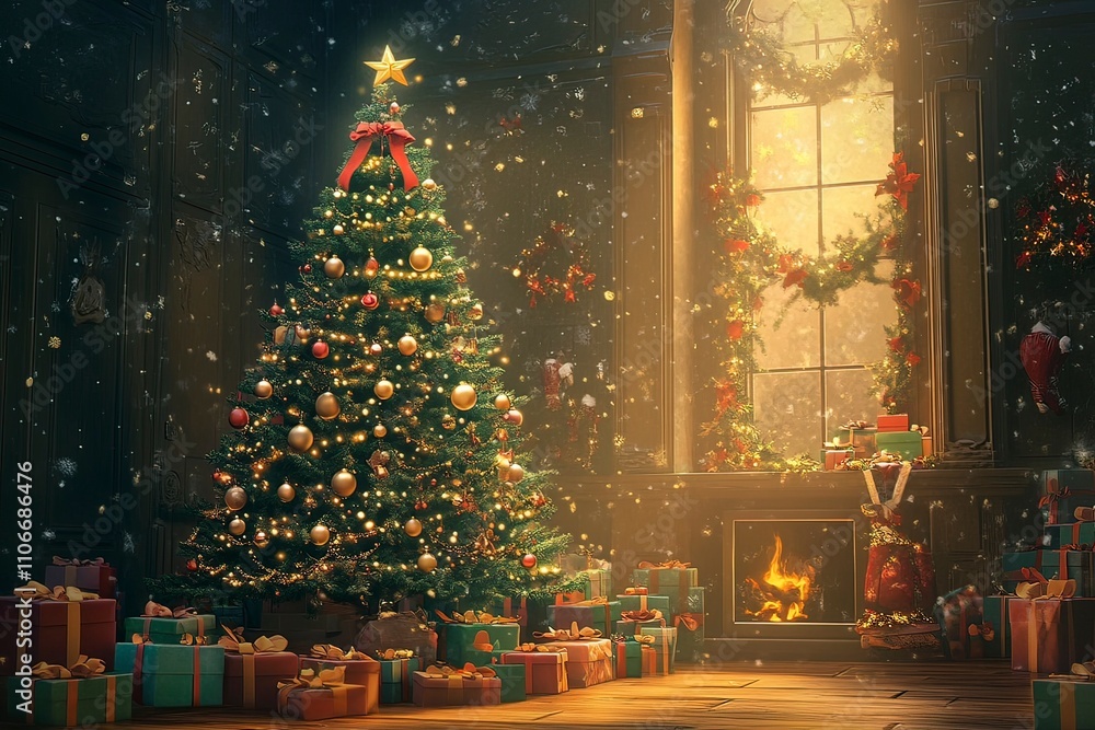 Christmas Tree with Decorations with generative ai Christmas Tree with Decorations with generative ai