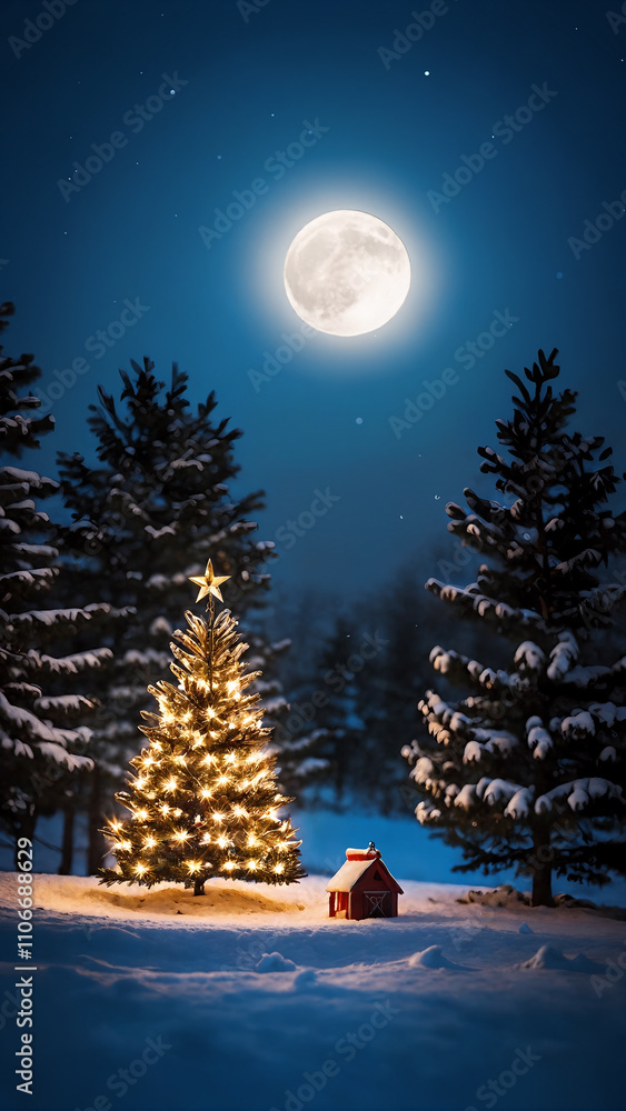 Fototapeta premium christmas tree in the night