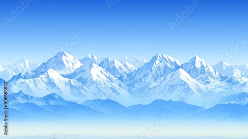 Wallpaper Mural A serene mountain landscape with snow-capped peaks under a clear blue sky. Torontodigital.ca