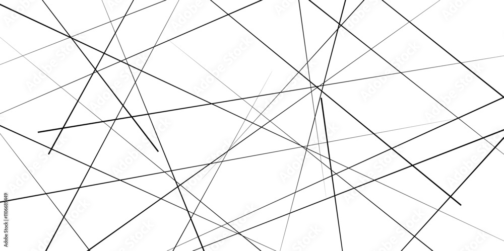 Obraz premium Random diagonal line on white background. Black line, Abstract black random chaotic liens with many squares and triangles shape background.