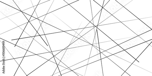 Random diagonal line on white background. Black line, Abstract black random chaotic liens with many squares and triangles shape background.