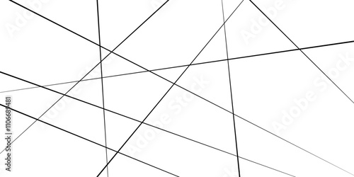 Random diagonal line on white background. Black line, Abstract black random chaotic liens with many squares and triangles shape background.