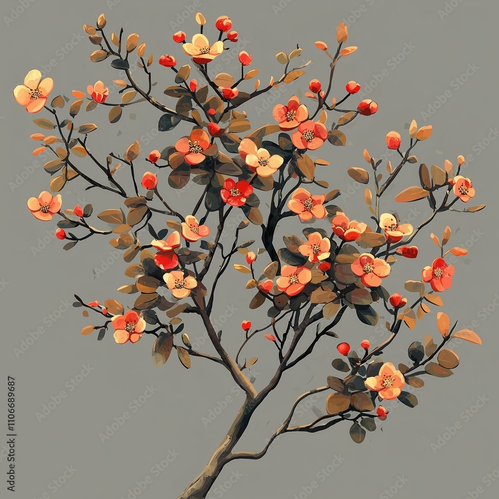 autumn evergreen bush with flowers - flowers, tree, branch, blossom, nature, flora, leaves, botanical, garden, art, decoration autumn evergreen bush with flowers - flowers, tree, branch, blossom, nature, flora, leaves, botanical, garden, art, decoration