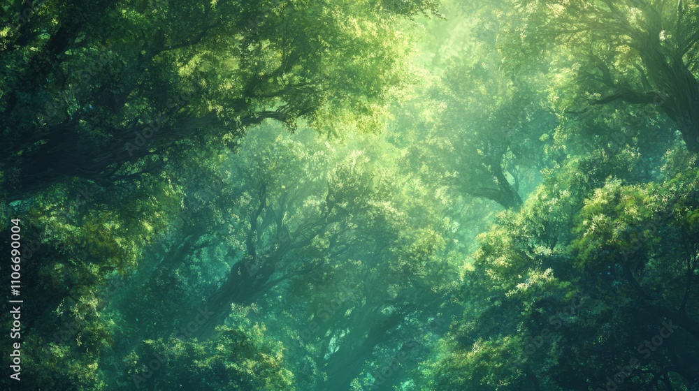 Lush green forest canopy serene nature scene high-resolution photography bright environment aerial perspective tranquility Lush green forest canopy serene nature scene high-resolution photography bright environment aerial perspective tranquility