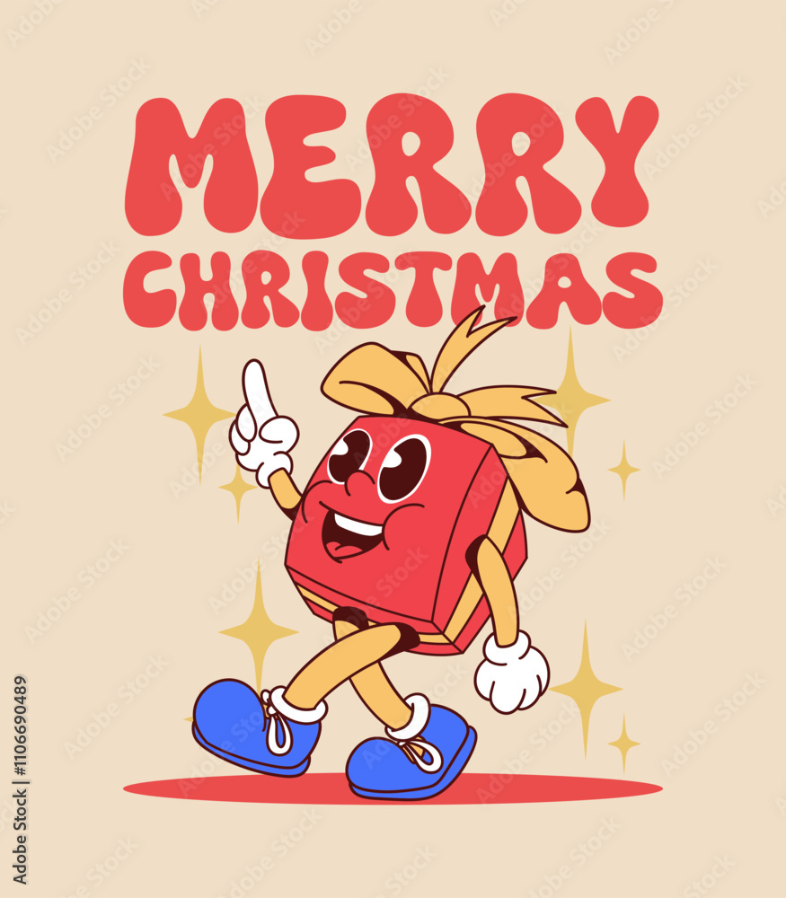 Fototapeta premium retro Christmas gift illustration
